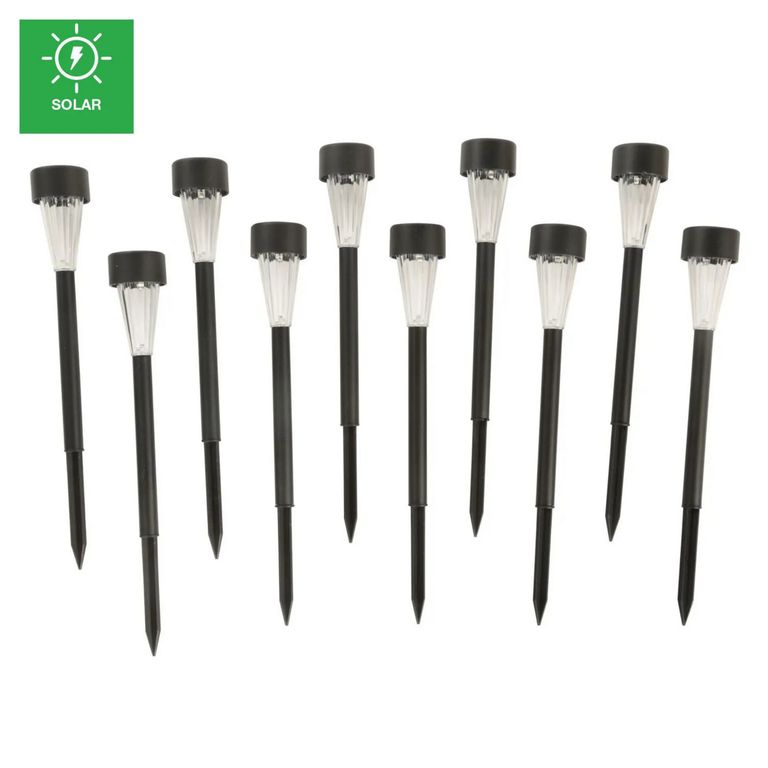 Pack X10 Estaca Solar Acero Inoxidable Luz Fría