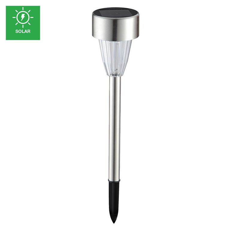 Estaca Solar Led Carrera Plata Luz Fría