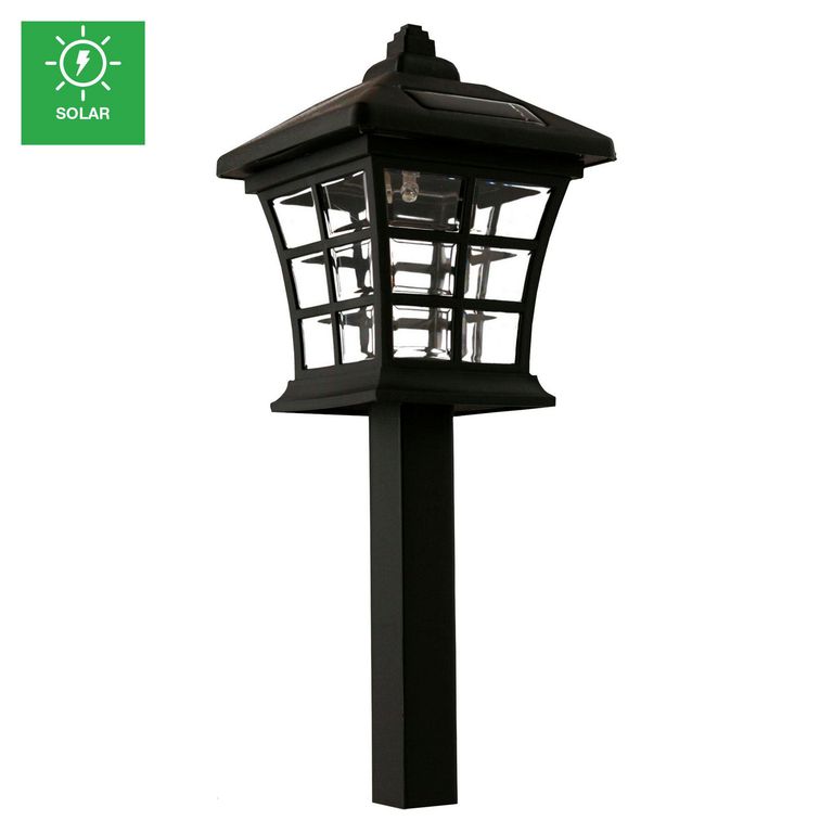 Estaca Solar Led Antique Negra Luz Fría