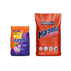 MARSELLA - Detergente En Polvo Lavanda Y Rosas 4Kg + Detergente En Polvo Profesional 13.5 Kg.