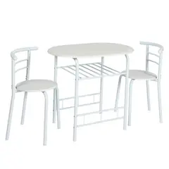 JUST HOME COLLECTION - Juego de Comedor 2 Sillas Auxiliar Blanco