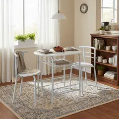 CASA BONITA - Juego de Comedor 2 Sillas Auxiliar Blanco