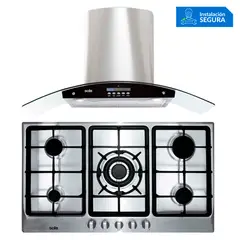 SOLE - Combo Cocina Empotrable 5 Hornillas SOLCO038 + Campana Decorativa 90cm TURE63CO