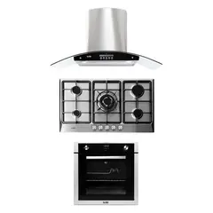 SOLE - Tricombo Cocina Empotrable 5 Hornillas SOLCO038 + Campana Decorativa 90cm TURE63CO + Horno a Gas 70 Lt SOLHO007
