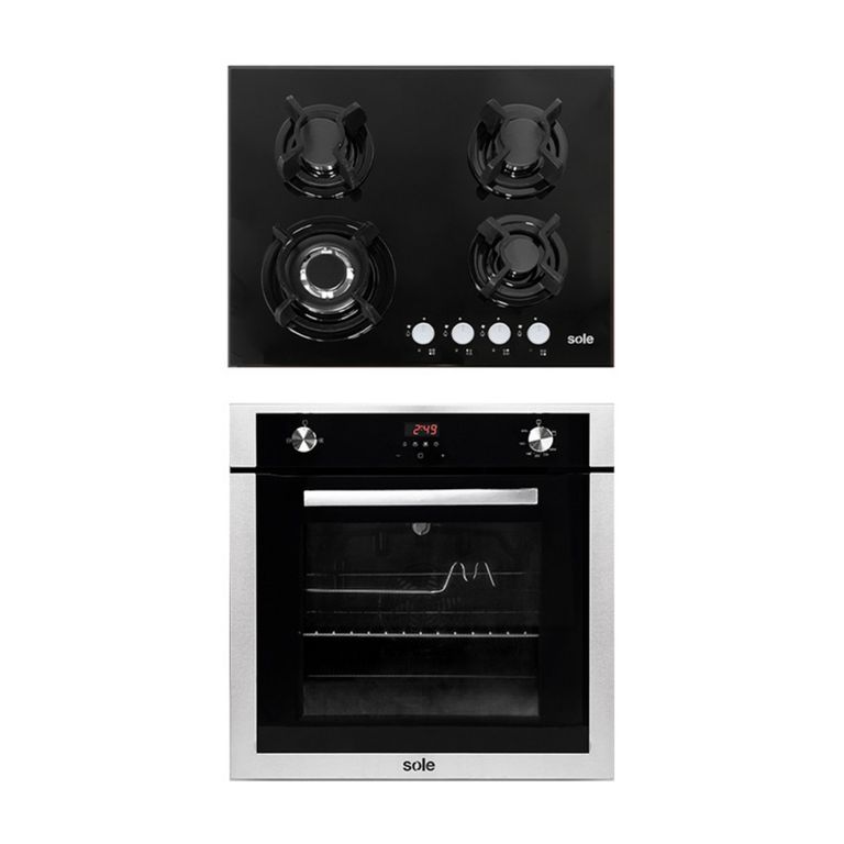 Combo Encimera Empotrable A Gas 4 Hornillas SOLCO034 + Horno Empotrable A Gas 70L SOLHO007