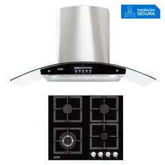 SOLE - Combo Cocina Empotrable 4 Hornillas SOLCO040 + Campana Decorativa 90cm TURE63CO