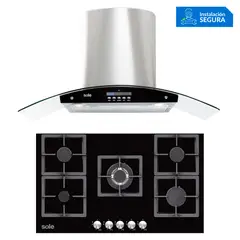 SOLE - Combo Cocina Empotrable 5 Hornillas SOLCO041 + Campana Decorativa 90cm TURE63CO