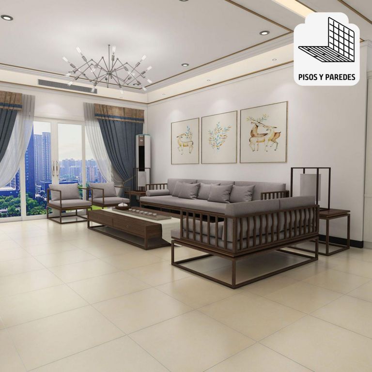 Gres Porcelanico Beige Cementicio 60X60cm 1.44m2 Gres Smoke Marfil