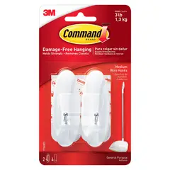 COMMAND - Gancho 3M Metálico para Escoba Mediano Blanco