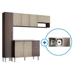 undefined - Cocina Pietra 225x52x200cm + Lavadero 2 Pozas con Escurridero Viena 120x50cm