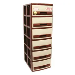 MAGICPLAST - Cómoda Cabinet Plástica 4 Cajones Marron y Crema