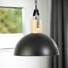 JUST HOME COLLECTION - Lámpara Colgante Bissen 1 Luz Metal Negro 30 W 40 cm