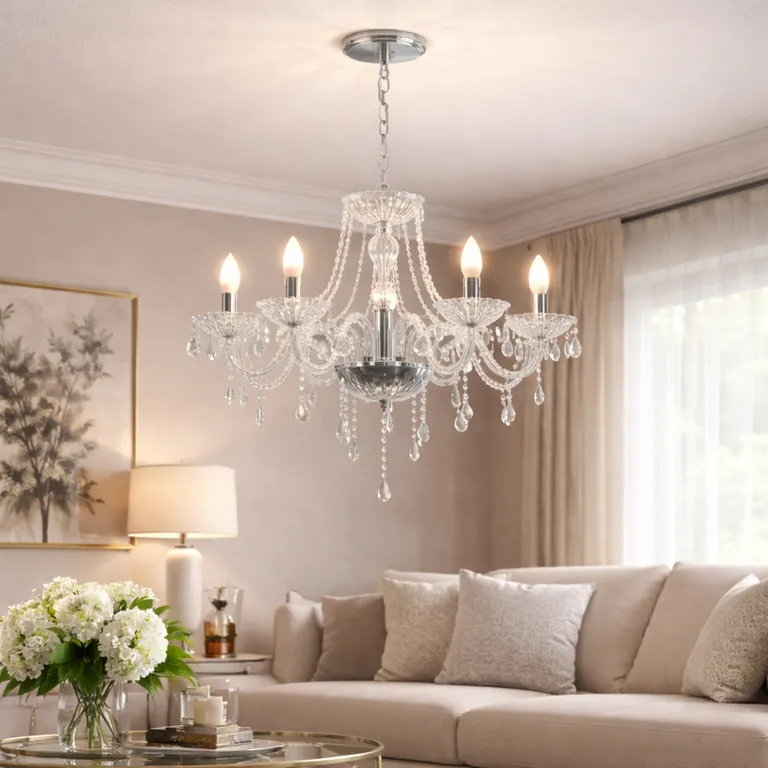 Lámpara Colgante de Techo 8 Luces Auriga Plateada