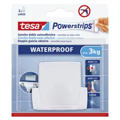 TESA - Gancho de Plástico Resistente al Agua Dúo