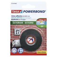 TESA - Cinta Doble Contacto Exterior 1.5 m x 19 mm Negra