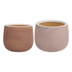 CASA BONITA - Macetero Ceuta 30x23cm Beige + Macetero Ceuta 22x18cm Beige