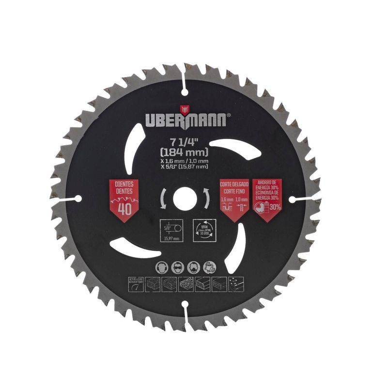 Hoja de Sierra Ciruclar 7 1/4" 40 Dientes Bauker