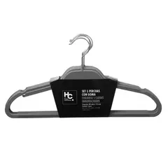 JUST HOME COLLECTION - Set x5 Colgadores de Ropa de Plástico Gris