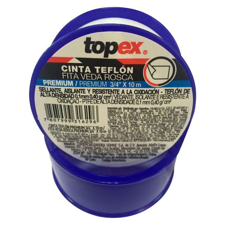 Cinta Teflón Premium 3/4'' x 10m