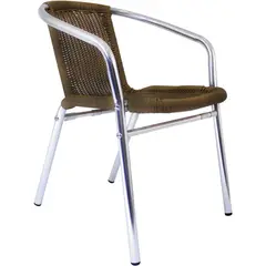 JUST HOME COLLECTION - Silla de Aluminio Ratán Café Apilable