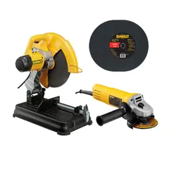 DEWALT - Tronzadora de Metales Eléctrica 14" 2300W + Esmeril Angular 4-1/2" 750W + 5 Discos D28730