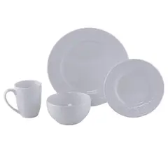 JUST HOME COLLECTION - Juego de Vajilla Porcelana Círculos Blanco 16 Piezas