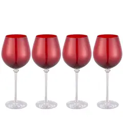 JUST HOME COLLECTION - Copa de Vino Tinto Roja Set x4 Unidades