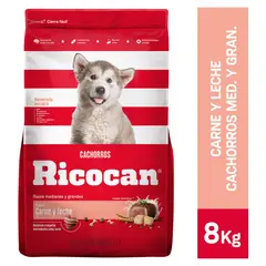 RICOCAN - Adultos 8kg de Carne y leche raza mediana/grande