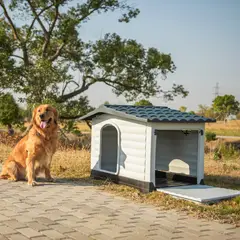 PETIZOOS - Casa para Perro Raza Grande Blanco y Gris 83.8x80.4x111cm