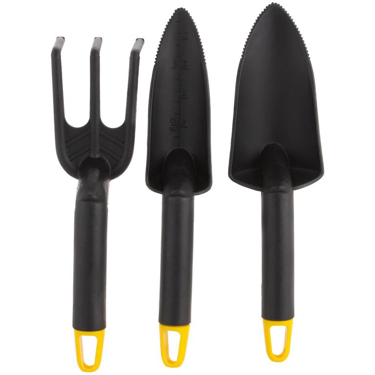 Set x 3 Herramientas de Jardin Poliresina Negro y Amarillo