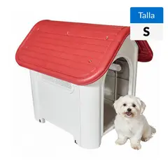 PETIZOOS - Casa para Perro Raza Pequeña Blanco y Rojo 75x66x59cm