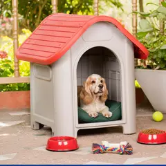 PETIZOOS - Casa para Perro Raza Pequeña Blanco y Rojo 75x66x59cm