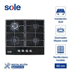 SOLE - Encimera Vidrio Templado 60 Cm