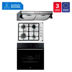 TEKA - Tricombo Campana Tradicional C 6310 C/F + Cocina Empotrable HLX 50 4G AI CI + Horno Eléctrico HSB 610