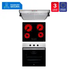 TEKA - Tricombo Cocina Empotrable 4 Quemadores TB 6415 + Campana Lineal 60cm C 6310 C/F + Horno Eléctrico 76 Lt HBB 535