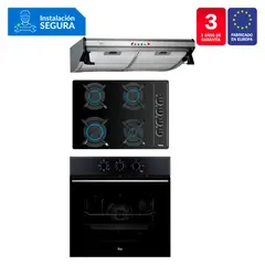 TEKA - Tricombo Cocina Empotrable 4 Hornillas GBC 64003 KIB + Campana Lineal 60cm C 6310 C/F + Horno Eléctrico 70 Lt HSB 610
