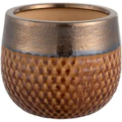 JUST HOME COLLECTION - Maceta Kura Color Tabaco/Dorado 22x18x
