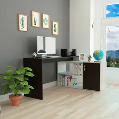 TUHOME - Escritorio en L Negro Melamina Axis