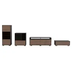 TUHOME - Mesa TV 70'' + Biblioteca + Bar + Mesa de Centro Fraktal Habano/Miel