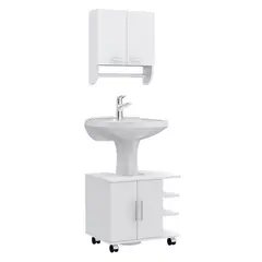 TUHOME - Combo Mueble de Baño Organizador Lavamanos + Botiquin Blanco