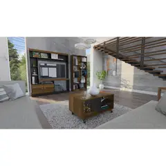 TUHOME - Centro de Entretenimiento 52" + Biblioteca 10 Repisas + Mesa de Centro