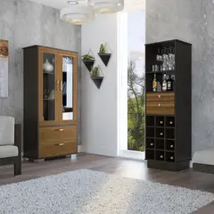 TUHOME - Bar Classic Color + Vitrina 3 Repisas