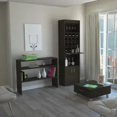 TUHOME - Combo Bar Kava Negro + Mueble Auxiliar + Mesa de Centro