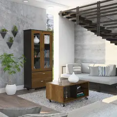 TUHOME - Combo Vitrina Estante Librero + Mesa de Centro Classic