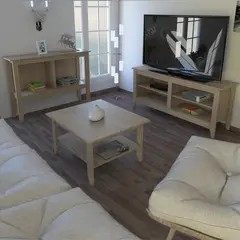 TUHOME - Mesa TV Essential 65'' + Mesa de Centro + Arrimo