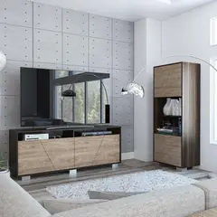 TUHOME - Mesa TV Fraktal 70'' + Biblioteca 5 Repisas