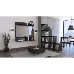 TUHOME - Panel TV Beijing 55'' + Biblioteca 13 Repisas + Mesa de Centro Beijing