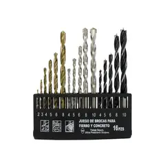 ASAKI - Juego de Brocas para Madera, Metal y Concreto 16Pz 4-10mm