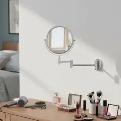 JUST HOME COLLECTION - Espejo Cosmético Giratorio Metal Cromdo Extensible 17cm