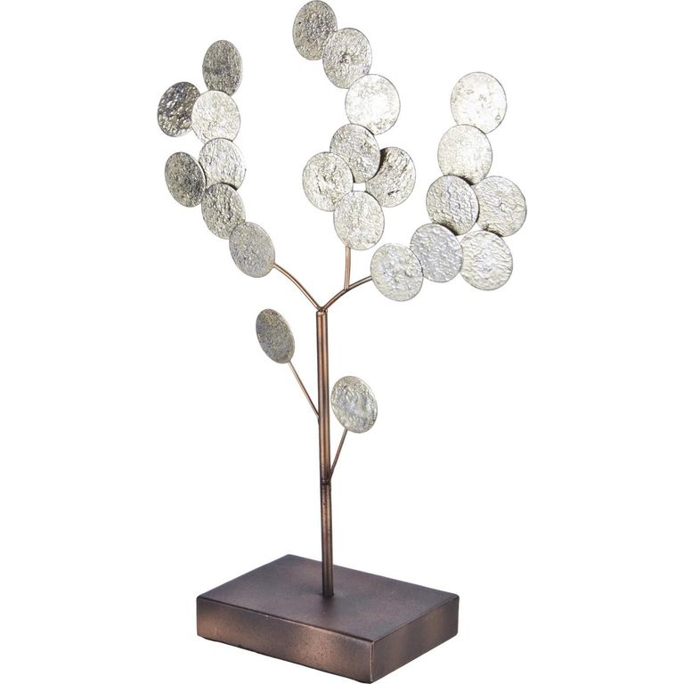 Figura Decorativa Arbol Acero Plateado 41cm